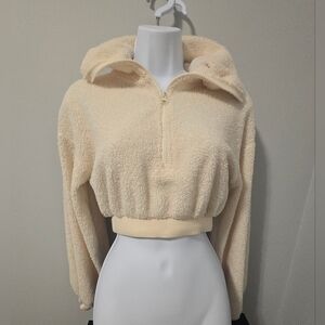 Urban Outfitters BDG Cream Cropped Quarter-Zip Sweater. Size XS.